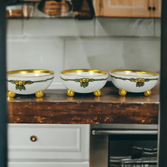 6-Petite Bavaria Footed Bowls E.A.C Fine China Gift Set Antique Collectible Ger - Picture 2 of 11